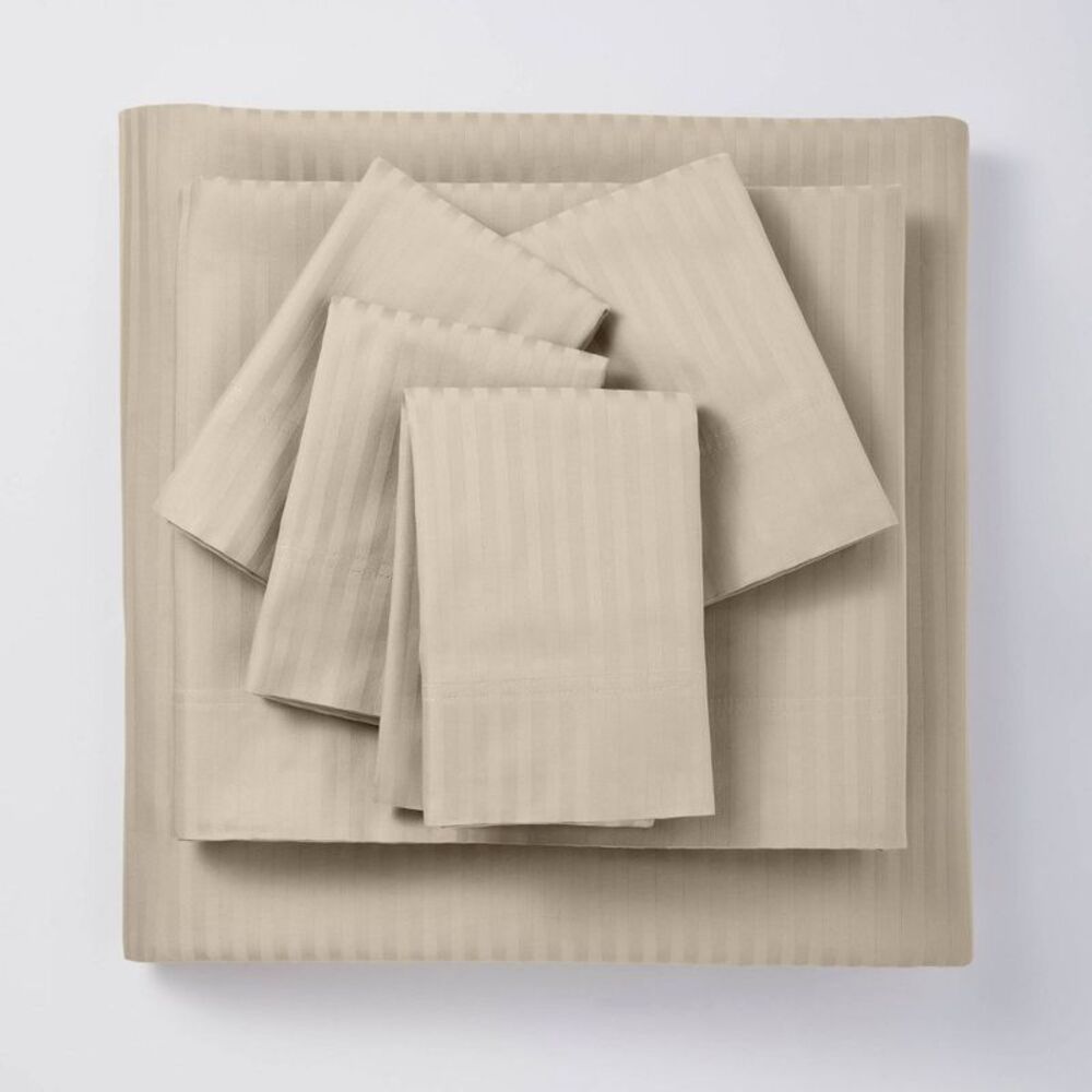 Threshold -  400TC Sateen Damask 4PC Sheet Set Labels Natural